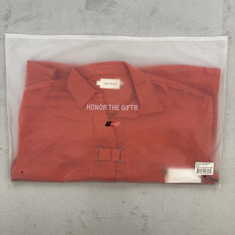 Honor The Gift Shirt Dress Womens 2XL Orange Strap Detail Streetwear - Picture 10 of 10